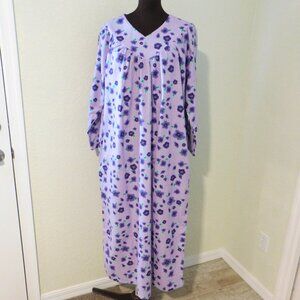 Cozee Corner Nightgown Pansy Floral Purple Cottage Prairie Country 100% Cotton